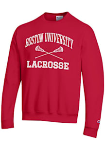 Champion Boston Terriers Mens Red Lacrosse Powerblend Long Sleeve Crew Sweatshirt