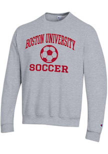 Champion Boston Terriers Mens Grey Soccer Powerblend Long Sleeve Crew Sweatshirt
