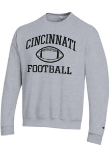 Mens Cincinnati Bearcats Grey Champion Football Powerblend Crew Sweatshirt