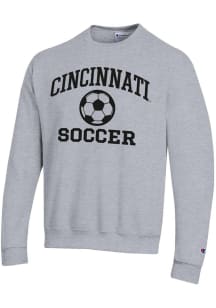 Mens Cincinnati Bearcats Grey Champion Soccer Powerblend Crew Sweatshirt