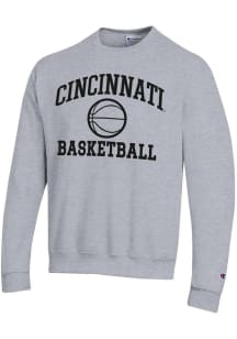 Mens Cincinnati Bearcats Grey Champion Basketball Powerblend Crew Sweatshirt