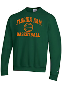 Champion Florida A&M Rattlers Mens Green Basketball Powerblend Long Sleeve Crew Sweatshirt