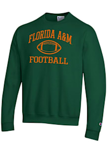 Champion Florida A&M Rattlers Mens Green Football Football Powerblend Long Sleeve Crew Sweatshirt