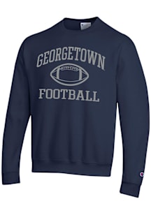 Champion Georgetown Hoyas Mens Navy Blue Football Football Powerblend Long Sleeve Crew Sweatshirt