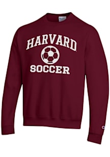 Champion Harvard Crimson Mens Maroon Soccer Powerblend Long Sleeve Crew Sweatshirt