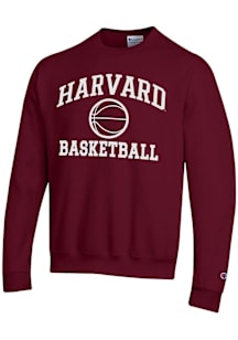 Champion Harvard Crimson Mens Maroon Basketball Powerblend Long Sleeve Crew Sweatshirt