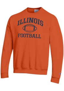 Mens Illinois Fighting Illini Orange Champion Football Powerblend Crew Sweatshirt