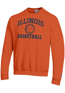 Mens Illinois Fighting Illini Orange Champion Basketball Powerblend Crew Sweatshirt