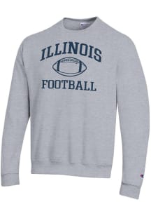 Mens Illinois Fighting Illini Grey Champion Football Powerblend Crew Sweatshirt