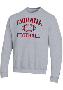 Mens Indiana Hoosiers Grey Champion Football Powerblend Crew Sweatshirt