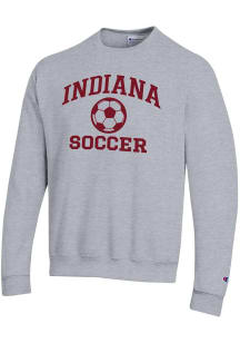 Mens Indiana Hoosiers Grey Champion Soccer Powerblend Crew Sweatshirt