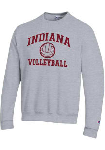 Mens Indiana Hoosiers Grey Champion Volleyball Powerblend Crew Sweatshirt