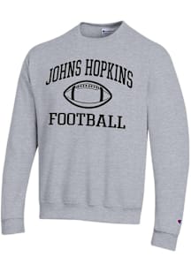 Champion Johns Hopkins Blue Jays Mens Grey Football Football Powerblend Long Sleeve Crew Sweatshir..
