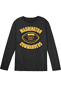 Washington Commanders Boys Black Little Kicker Long Sleeve T-Shirt