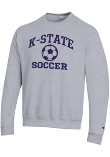 Mens K-State Wildcats Grey Champion Soccer Powerblend Crew Sweatshirt