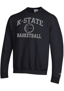 Mens K-State Wildcats Black Champion Basketball Powerblend Crew Sweatshirt