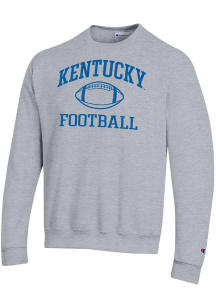 Champion Kentucky Wildcats Mens Grey Football Powerblend Long Sleeve Crew Sweatshirt