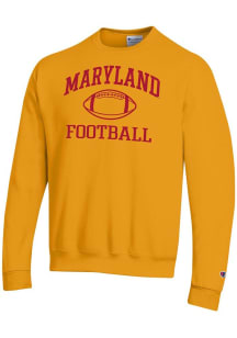 Mens Maryland Terrapins Gold Champion Football Powerblend Crew Sweatshirt