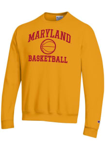 Mens Maryland Terrapins Gold Champion Basketball Powerblend Crew Sweatshirt