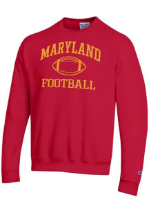 Mens Maryland Terrapins Red Champion Football Powerblend Crew Sweatshirt