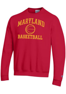 Mens Maryland Terrapins Red Champion Basketball Powerblend Crew Sweatshirt