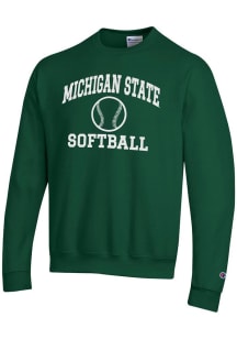 Mens Michigan State Spartans Green Champion Softball Powerblend Crew Sweatshirt