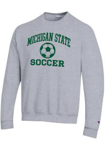 Mens Michigan State Spartans Grey Champion Soccer Powerblend Crew Sweatshirt