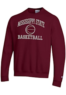 Champion Mississippi State Bulldogs Mens Maroon Basketball Powerblend Long Sleeve Crew Sweatshirt