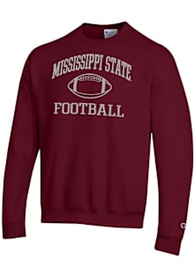 Champion Mississippi State Bulldogs Mens Maroon Football Football Powerblend Long Sleeve Crew Swea..