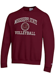 Champion Mississippi State Bulldogs Mens Maroon Volleyball Powerblend Long Sleeve Crew Sweatshirt