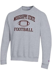 Champion Mississippi State Bulldogs Mens Grey Football Football Powerblend Long Sleeve Crew Sweats..