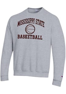 Champion Mississippi State Bulldogs Mens Grey Basketball Powerblend Long Sleeve Crew Sweatshirt