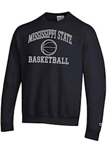 Champion Mississippi State Bulldogs Mens Black Baseball Powerblend Long Sleeve Crew Sweatshirt
