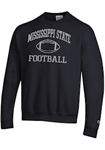 Champion Mississippi State Bulldogs Mens Black Football Football Powerblend Long Sleeve Crew Sweat..