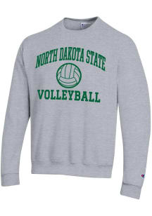 Champion North Dakota State Bison Mens Grey Volleyball Powerblend Long Sleeve Crew Sweatshirt