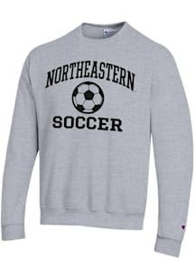 Champion Northeastern Huskies Mens Grey Soccer Powerblend Long Sleeve Crew Sweatshirt