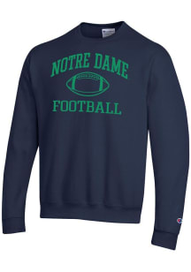 Champion Notre Dame Fighting Irish Mens Navy Blue Football Powerblend Long Sleeve Crew Sweatshir..