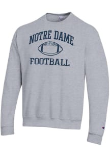 Champion Notre Dame Fighting Irish Mens Grey Football Powerblend Long Sleeve Crew Sweatshirt