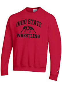 Champion Ohio State Buckeyes Mens Red Wrestling Powerblend Long Sleeve Crew Sweatshirt