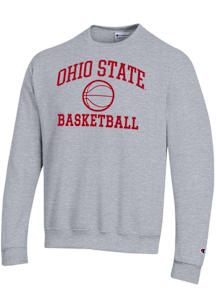 Champion Ohio State Buckeyes Mens Grey Basketball Powerblend Long Sleeve Crew Sweatshirt