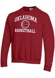 Champion Oklahoma Sooners Mens Cardinal Basketball Powerblend Long Sleeve Crew Sweatshirt