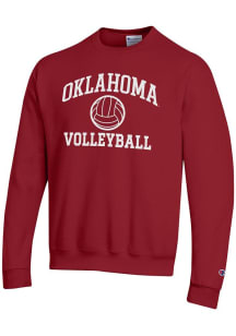 Champion Oklahoma Sooners Mens Cardinal Volleyball Powerblend Long Sleeve Crew Sweatshirt