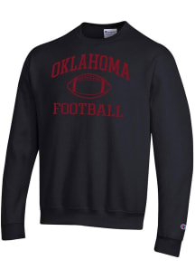 Champion Oklahoma Sooners Mens Black Football Powerblend Long Sleeve Crew Sweatshirt