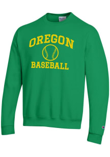 Mens Oregon Ducks Kelly Green Champion Baseball Powerblend Crew Sweatshirt