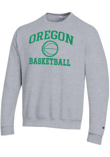 Mens Oregon Ducks Grey Champion Basketball Powerblend Crew Sweatshirt