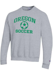 Mens Oregon Ducks Grey Champion Soccer Powerblend Crew Sweatshirt