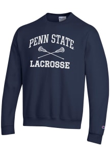 Mens Penn State Nittany Lions Navy Blue Champion Lacrosse Powerblend Crew Sweatshirt