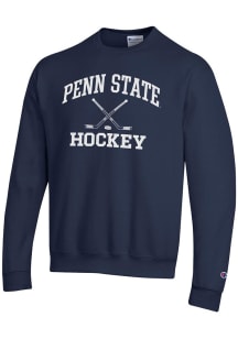 Mens Penn State Nittany Lions Navy Blue Champion Hockey Powerblend Crew Sweatshirt