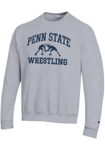 Mens Penn State Nittany Lions Grey Champion Wrestling Powerblend Crew Sweatshirt