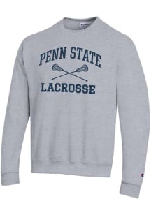 Mens Penn State Nittany Lions Grey Champion Lacrosse Powerblend Crew Sweatshirt